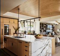 Armoires de cuisine modernes de luxe CBMmart Top Bank avec base en MDF et plan de travail en marbre pour maison résidentielle