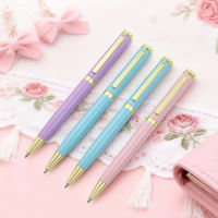 Stylo à bille en métal esthétique avec logo personnalisé, finition dorée, rechargeable, fournitures scolaires et de bureau