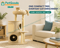 Árbol para Gatos Moderno de Varios Niveles con 2 Casetas de Peluche, Postes Rascadores de Sisal, Perchas y Pelotas Colgantes para Gatos de Interior