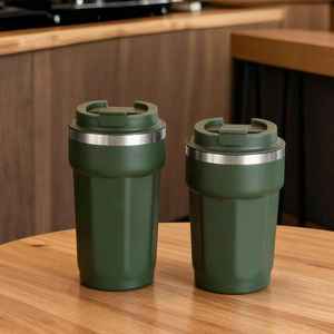 Stylish Modern Stainless Steel Straight Cup <b>Coffee</b> Mug with Thermal Insulation Leak-Proof Flip-Top Portable Design - Product Image 6