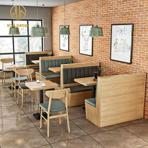 طاولة مقاعد لمطاعم الوجبات السريعة طاولة مقاعد مربعة للاستخدام كمقاهي أو مقاهي خشبية أثاث للمطاعم التجارية طاولة وكرسي مجموعة مقاعد للمقاعد - Product Image 1