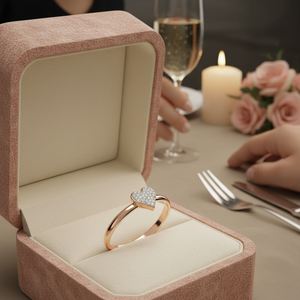 แหวนทองคำ14K ประดับเพชรแท้รูปหัวใจ - Product Image 3