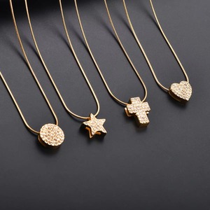 Collar con Colgante de Zirconia en Forma de Corazón, Cruz y Estrella, de Acero Inoxidable Brillante, para Mujer, Cadena de Hueso de Serpiente, Joyería Metálica - Product Image 6