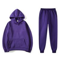 Conjunto de sudaderas con capucha y pantalón de chándal liso en blanco para hombre al por mayor