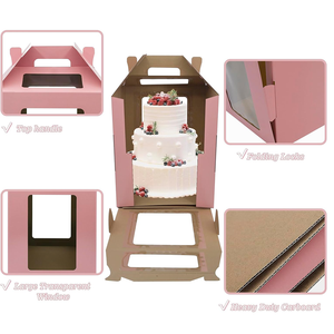 Contenitore per dolci monouso di grandi dimensioni <span class=keywords><strong>in</strong></span> <span class=keywords><strong>cartone</strong></span> ondulato spesso con 4 finestre per matrimonio e compleanno rosa - Product Image 2