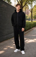 Ensemble de sport décontracté pour homme, style coréen, en nylon épais, avec capuche, cardigan, pull, automne-hiver