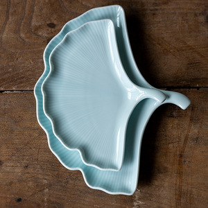 Chinese <b>Ceramic</b> Leaf Shape Fruit <b>Plate</b> Porcelain Tea Ceremony Dessert Dish - Product Image 4