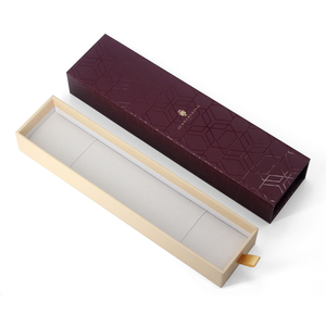 Boîte <span class=keywords><strong>à</strong></span> bijoux longue en carton avec logo personnalisé taille pour coffrets cadeaux collier emballage en velours - Product Image 5