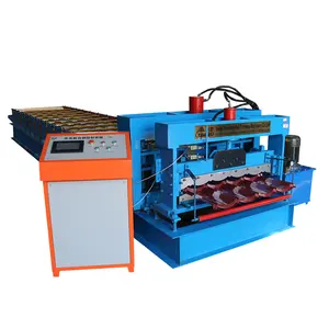 Glazed Tile Roll Forming Machine Mesin Pembuat Genteng Logam untuk Mesin Bahan Bangunan