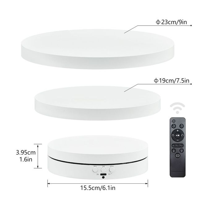 3 in 1 360 Degree Photography Turntable Rotating Electric Turntable Motorized Rotating Display Stand for Jewelry Product Display