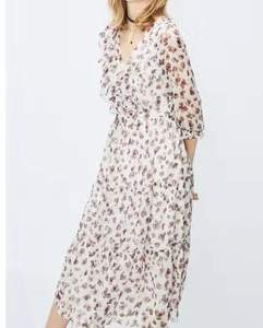 OEM Moda su misura di bellezza delle donne di usura stampato floreale sexy abiti trasparenti - Product Image 5