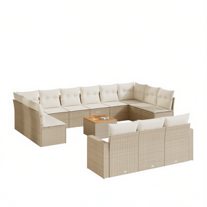 Set divano da giardino in rattan beige, 14 pezzi, mobili da esterno eleganti e resistenti alle intemperie per il giardino - Product Image 1