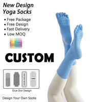 Chaussettes de yoga antidérapantes en coton à cinq doigts avec logo personnalisé pour femmes, idéales pour le fitness, le Pilates et le sport