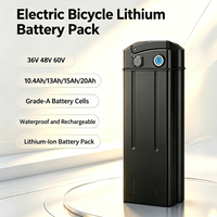Batterie de vélo électrique rechargeable 36V/48V/60V avec connecteur personnalisé BMS, packs de batteries au lithium pour vélo électrique 10.4Ah/13Ah/15Ah/20Ah