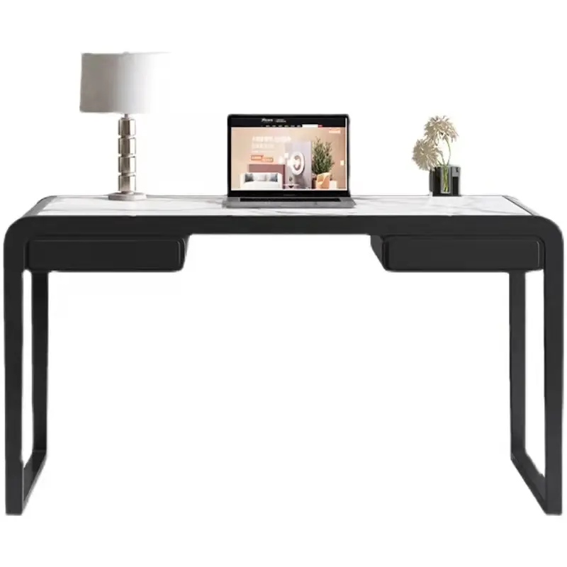 Light luxury very simple rock board solid wood desk simple modern small apartment marble office computer office desk