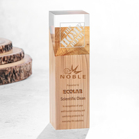 Trophée en bois et cristal personnalisé de prestige avec gravure de logo pour la reconnaissance d'entreprise, cadeau d'affaires, plaque de reconnaissance pour cadres