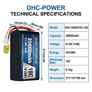 OEM Professional 35000mAh 14S 10C <b>Battery</b> 51.8V 1813Wh with AS150 Plug for Large Payload <b>Drones</b> - Product Image 2