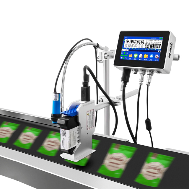 Industrial Online Inkjet Printer for Food Label Printer Date Batch Number Assembly Line Continuous Feed Coding Machine