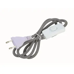 EU plug power cord multicolor power cable with 303 switch lamp cord set