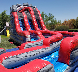 Venta caliente 20ft Roaring Thunder <span class=keywords><strong>Curve</strong></span> Dual Lane Backyard Tobogán acuático comercial inflable para niños y adultos - Product Image 4