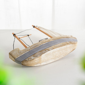 Barco de vela de madera hecho a mano, 22cm, barco de pesca Retro, decoración de estilo mediterráneo para sala de estar, adorno de escritorio, 2 uds. - Product Image 3