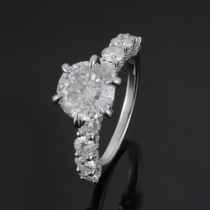 Anillo de Joyería Personalizado Goldleaf, Plata S925, Moissanita Corte Redondo, 1ct 2ct 3ct, D VVS - Product Image 2