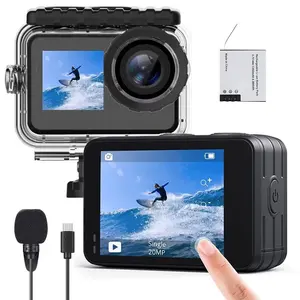 กล้องแอ็คชั่น Wi-Fi 20MP 4K30FPS พร้อมหน้าจอสัมผัสกล้อง Vlog EIS 131ฟุตกล้องใต้น้ำรองรับไมโครโฟนภายนอก