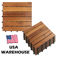 Expédition gratuite aux États-Unis, prix d'usine, terrasse en bois massif carré en acacia à 4 lattes, finition lisse, 18 mm, bois d'extérieur