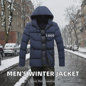 Veste matelassée d'hiver pour homme, de qualité supérieure, à capuche, en polyester épais, chaude, avec fermeture éclair, décontractée, pour l'extérieur, OEM ODM - Product Image 2