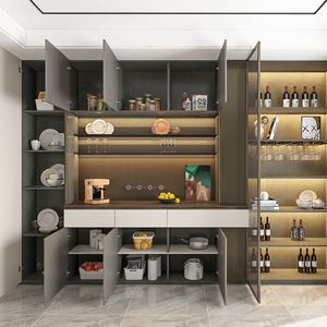 Buffet de luxe avec décoration en incrustation métallique et tiroirs à fermeture douce pour salles à manger élégantes, matériau composite en bois durable - Product Image 3
