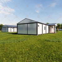 Maison conteneur portable et démontable pour le camping, dortoir modulaire en panneaux sandwich d'acier préfabriqués avec toit incliné