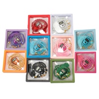 Chapelet de Prière Islamique Tasbih en Perles de Verre Religieuses avec Compteur Digital pour Doigt et Boîte, Cadeau de Mariage ou d'Aïd