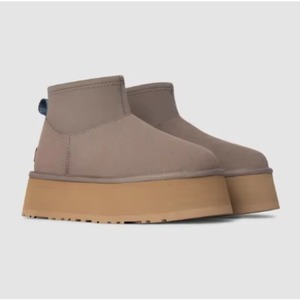 Botas de Nieve de Diseño para Mujer, con Suela Gruesa, Forro de Felpa, Parte Superior de Ante Sintético, Antideslizantes, Altura Media - Product Image 1