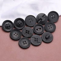 Kancing Resin Empat Lubang Warna Hitam untuk Jas Windbreaker, Mantel Jahit Tangan, Celana Bertekstur Bulat