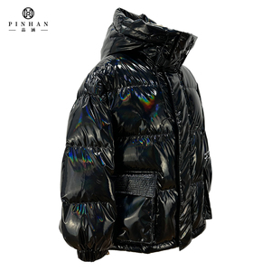 Manteaux en duvet brillants et brillants pour femmes, noir réfléchissant, blouson bombardier bouffant à <span class=keywords><strong>capuche</strong></span> rembourré, manteau d'hiver pour <span class=keywords><strong>femme</strong></span> - Product Image 5
