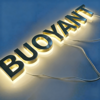 Enseigne Lumineuse LED Métal Personnalisée pour Extérieur, Lettres Boîtiers Rétroéclairées Or pour Publicité de Magasin et Fabricant