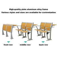 Table pliable en contreplaqué pour amphithéâtre universitaire, mobilier universitaire, table et chaise pour université