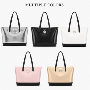 Bolso Tote de Cuero PU para Mujer, Gran Capacidad, Bolso de Hombro, Moda Casual, Bolso de Trabajo y Compras con Diseño de Color en Contraste, OEM Personalizado - Product Image 6