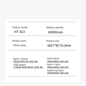 เครื่องชาร์จ แบตเตอรี่ และอุปกรณ์จ่ายไฟ 22.5W 40000mAh ชาร์จเร็ว พาวเวอร์แบงค์สำหรับแล็ปท็อปพลังงานสูง PD + 4 พอร์ต USB - Product Image 6