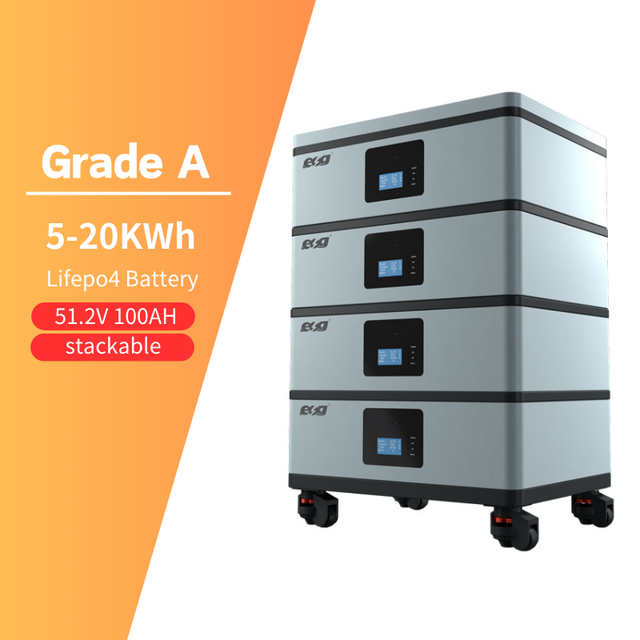 48V 51.2V 100Ah 200AH 5KWH 10KWH 20KWH Lithium Stackable LiFePO4 Energy Storage Solar Battery