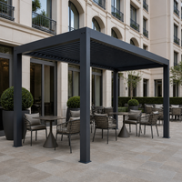 Pavillon en aluminium à persiennes Jiake avec toit bioclimatique télécommandé pour projets d'aménagement de terrasses et de cours extérieures d'hôtels