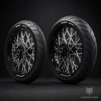 Ensemble de roues Surron Ultra Bee CNC Supermoto 17/17, moyeu en aluminium billette, jante noire brillante, moto électrique tout-terrain, qualité motocross