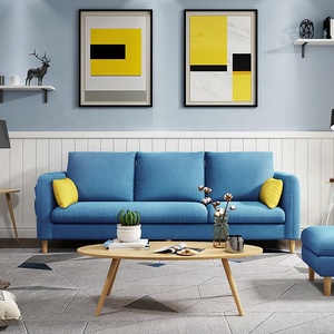 Juego <span class=keywords><strong>de</strong></span> Sofás Seccionales Modernos Azules Pequeños para Sala <span class=keywords><strong>de</strong></span> Estar con Estructura <span class=keywords><strong>de</strong></span> Madera y Tela <span class=keywords><strong>de</strong></span> Tapicería Nuevos - Product Image 3