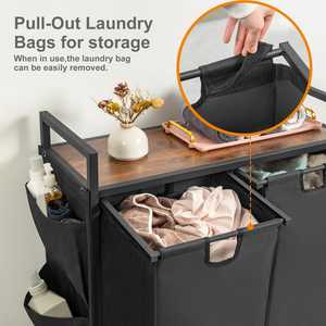 High Quality Large Pull-Out <b>Laundry</b> <b>Basket</b> with Double Compartments for Bathroom Clothes Storage - Product Image 6