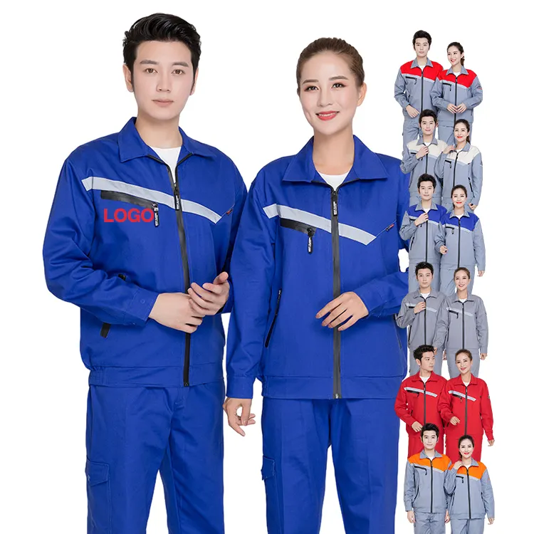 Royal blue antistatic wear-resistant long-sleeved cotton quality safety uniforms mechanical workshop clothes