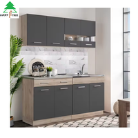 Set Kabinet Dapur 2 Bagian Modern Warna Putih & Motif Kayu Terang dengan Penyimpanan Atas & Bawah