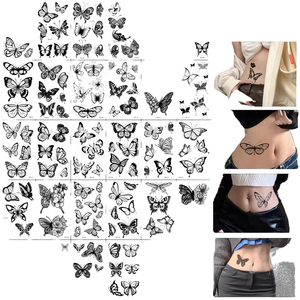 Nuevo Diseño de Papel para <span class=keywords><strong>Tatuajes</strong></span> Temporales de Mariposa Negra Personalizado para Aplicación Corporal <span class=keywords><strong>en</strong></span> <span class=keywords><strong>Brazo</strong></span>, Clavícula y Pecho - Product Image 1