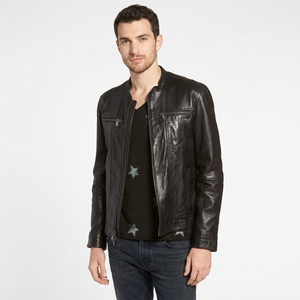 Chaqueta de cuero para hombre, ecológica, con cuello con cremallera, moda sostenible, estilo moderno, chaquetas de cuero para hombre - Product Image 1