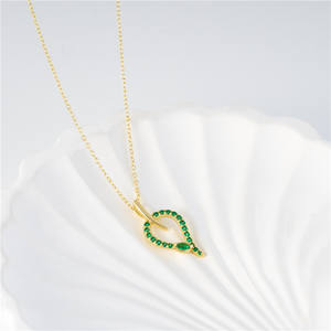 Collier pendentif serpent en argent sterling S925 personnalisable, version cuivre, avec zircon vert taille ronde, pour femme - Product Image 5