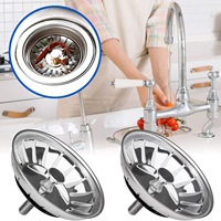 Nuevo fregadero de cocina (3 pulgadas) Conjunto de drenaje de acero inoxidable con cesta coladora y tapón de goma